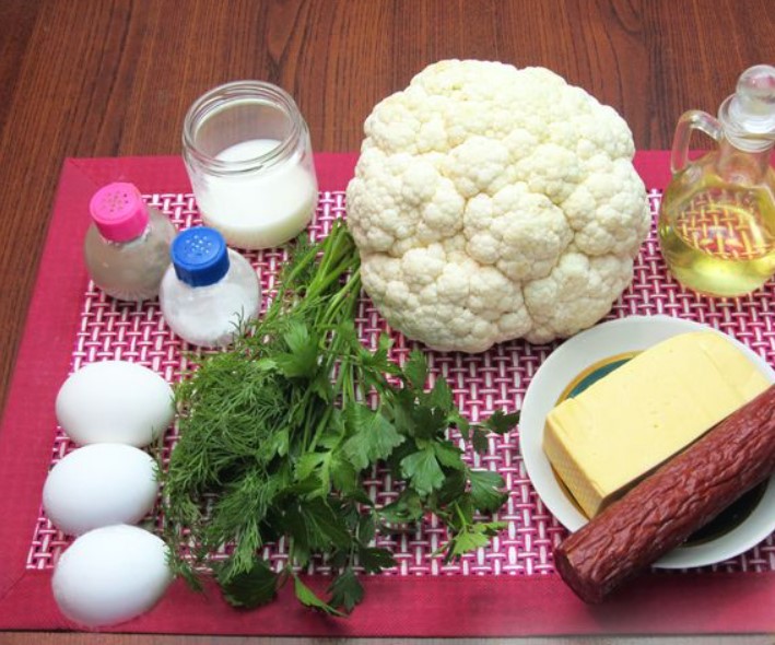 Cauliflower Casserole with Sausage and Cheese step 1