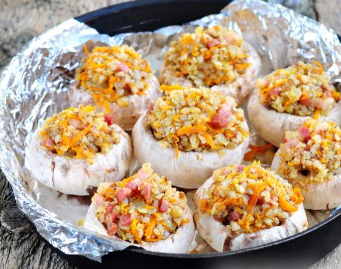 Mushrooms Stuffed with Buckwheat step 5