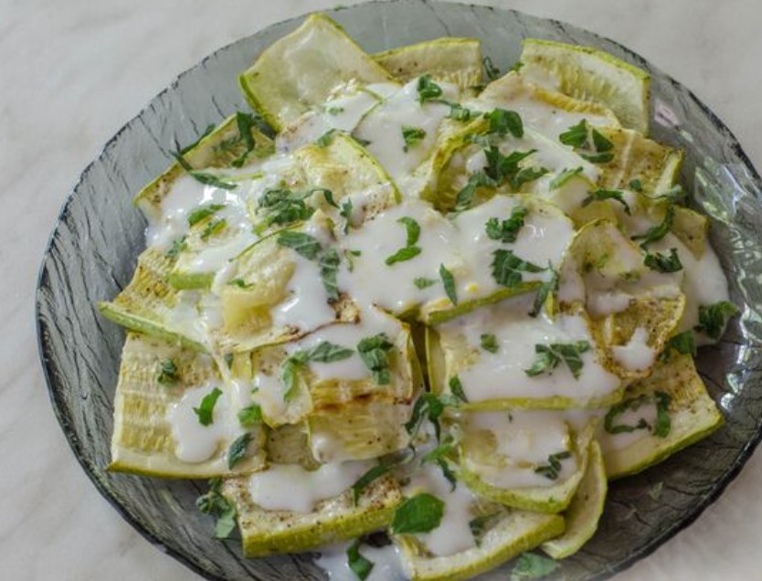 Fried Zucchini Salad with Feta, Nuts and Yoghurt Dressing step 10