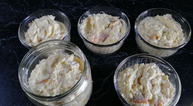 Cottage cheese casserole with peaches, no flour (in the microwave) step 5