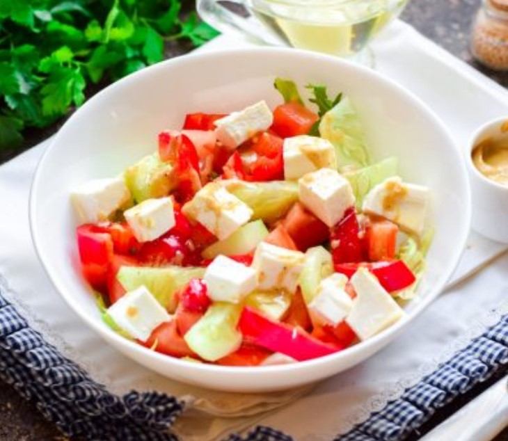 Greek Salad with Mustard Dressing