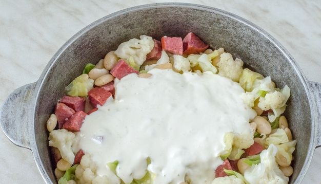 Stew of Cabbage, Sausage and Beans in Sour Cream Sauce step 9