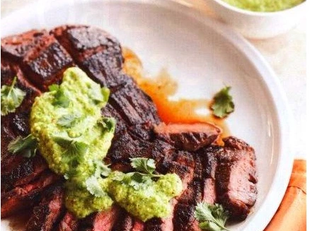 Beef Steak with Spicy Pesto Sauce