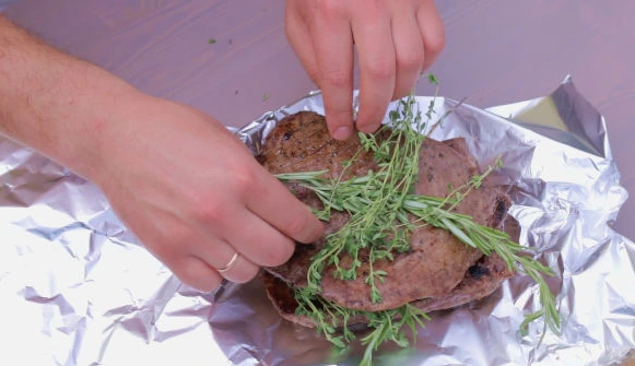 Flank Steak Marinated in Worcester Sauce on a Charcoal Grill step 5