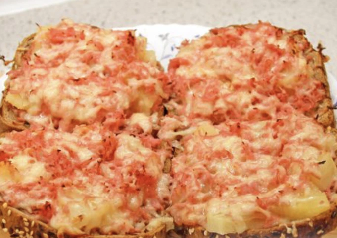 Hot Sandwiches with Pineapple, Sausage and Cheese