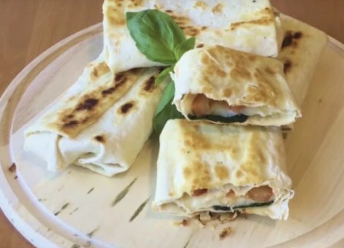 Lavash Envelopes (Rolls) with Mozzarella, Tomatoes and Basil