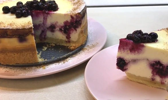 Curd Cheesecake with Adyghe Cheese and Black Currant