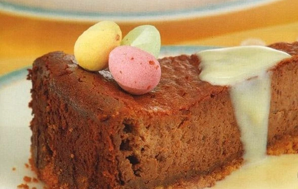 Chocolate Cheesecake with White Sauce