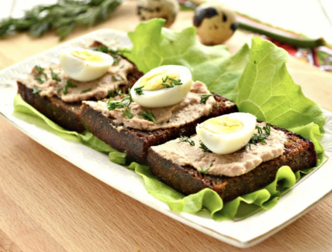 Tartines with Pate and Quail Eggs