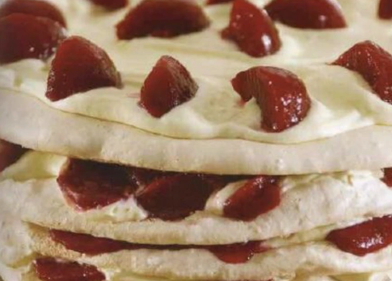 Meringue Cake with Plums and Butter Cream