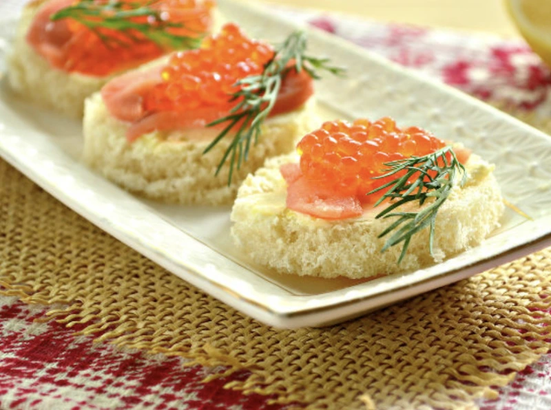 Sandwiches with Caviar and Salmon