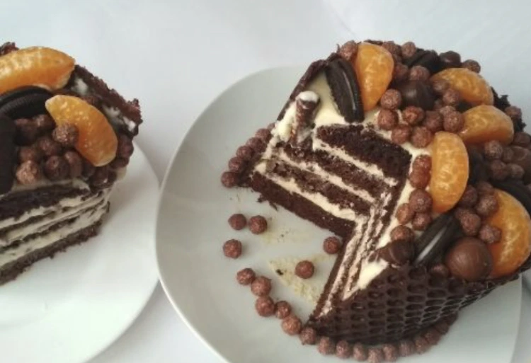 Chocolate Cake with Tangerine Cream step 14