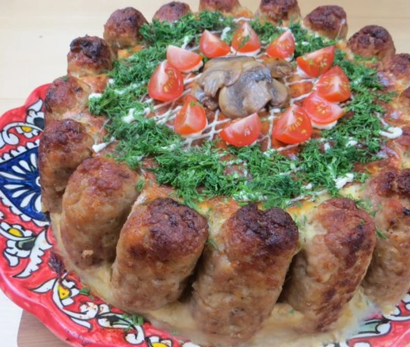 Snack Cake Made From Cutlets, Mashed Potatoes and Mushrooms