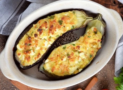 Eggplant Stuffed with Cottage Cheese
