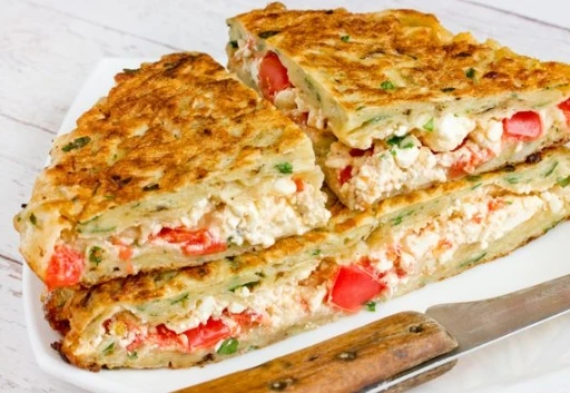 Lavash Flatbread with Cottage Cheese and Tomatoes