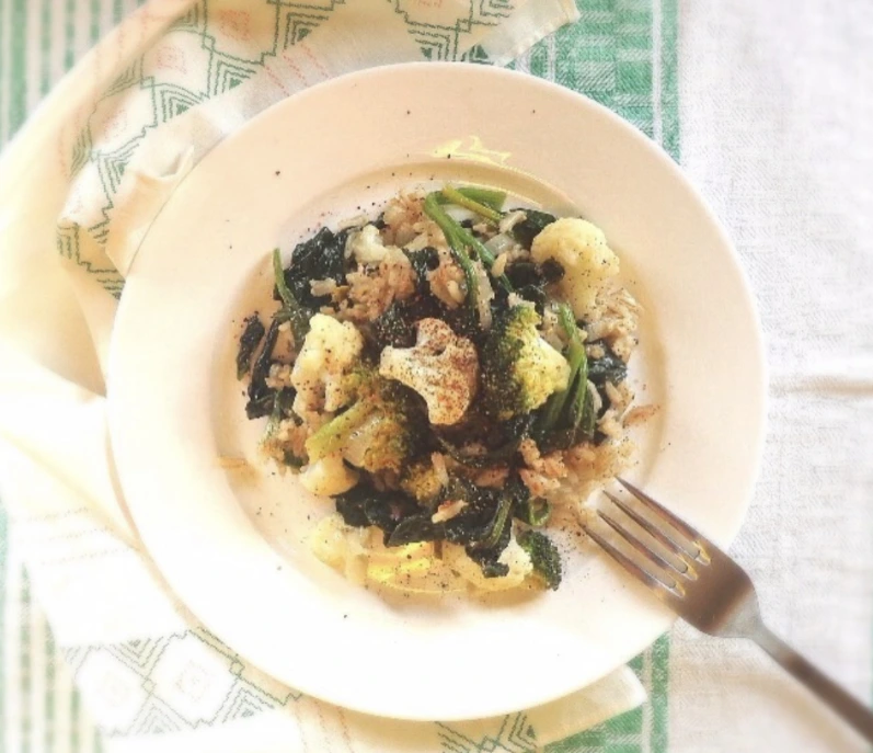 Rice with Broccoli, Spinach and Cauliflower