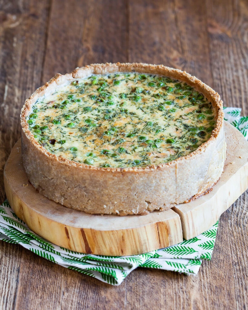 Quiche with Smoked Trout and Green Peas step 5