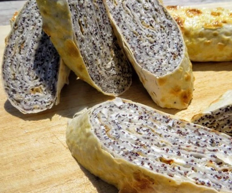 Lavash Roll with Cottage Cheese and Poppy Seeds