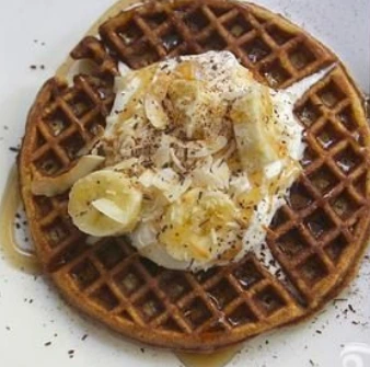 Coconut Waffles with Whipped Cream