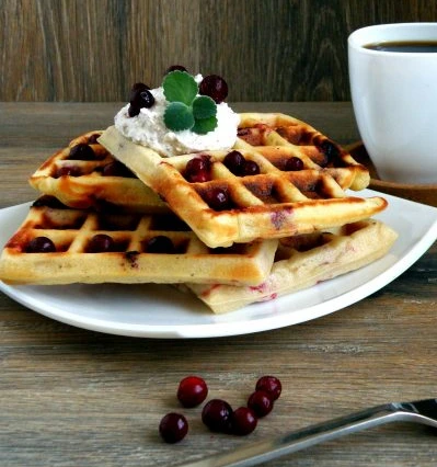 Viennese Waffles with Lingonberries and Corn Flour