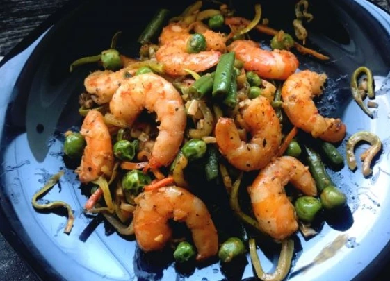 Vegetables with King Prawns