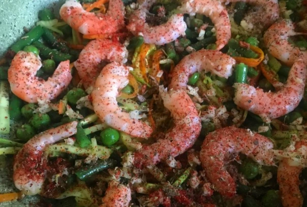 Vegetables with King Prawns step 6