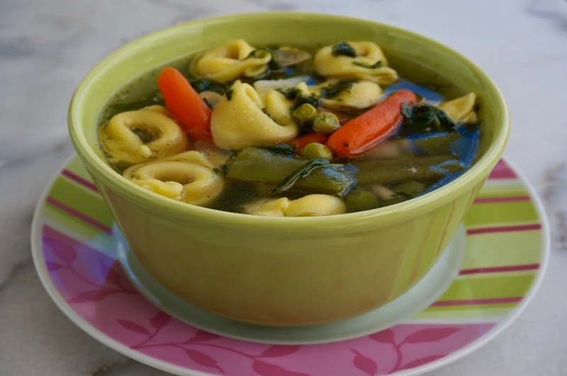 Delicious Vegetable Soup with Tortellini
