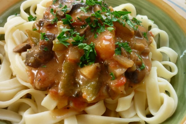 Deer Cream Goulash with Pumpkin, Mushrooms and Spaetzle