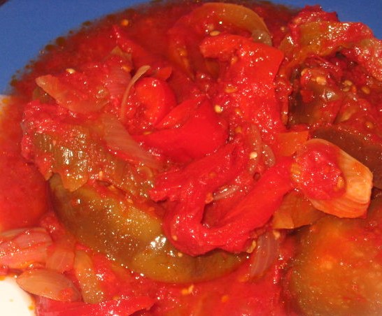 Eggplant Saute with Tomatoes and Bell Peppers