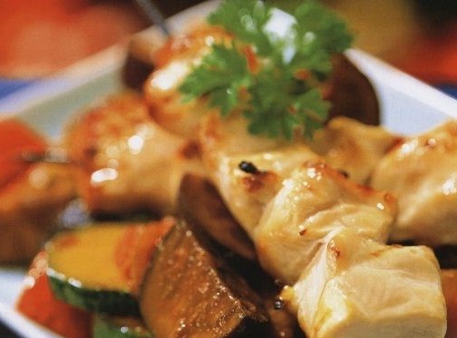 Chicken Kebabs with Vegetable Sauté