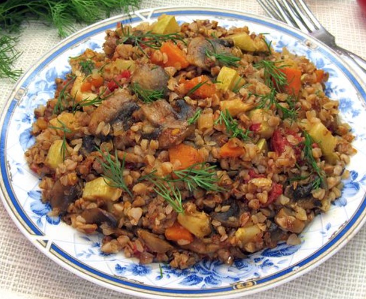 Buckwheat with Zucchini, Tomatoes and Mushrooms (in a pan) step 16