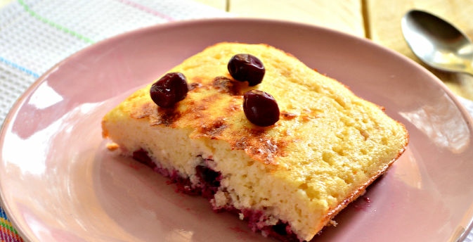 Curd Pudding with Cherries