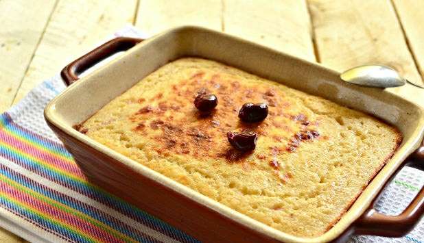 Curd Pudding with Cherries step 3