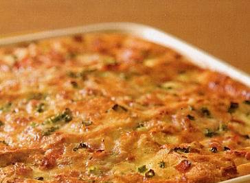 Plain Bread Casserole with Ham and Cheese