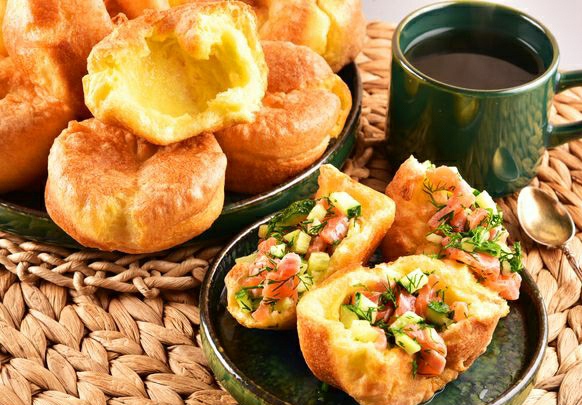 Yorkshire Puddings Stuffed with Salted Salmon and Fresh Cucumber