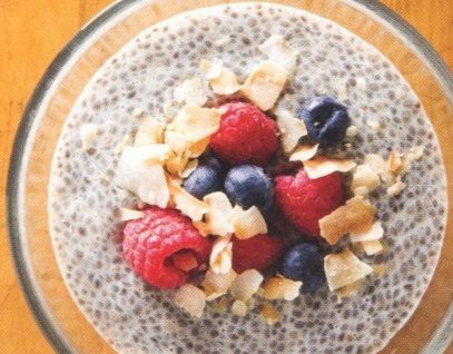 Chia Pudding with Berries and Coconut Chips
