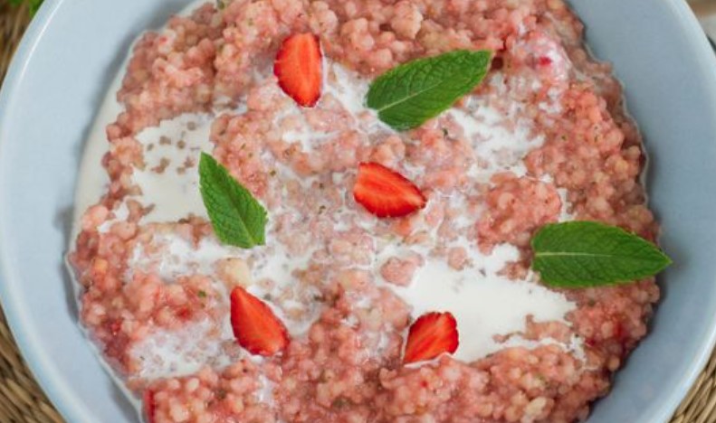Millet Porridge with Strawberries and Mint step 8