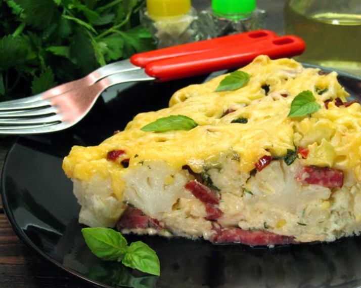 Cauliflower Casserole with Sausage and Cheese