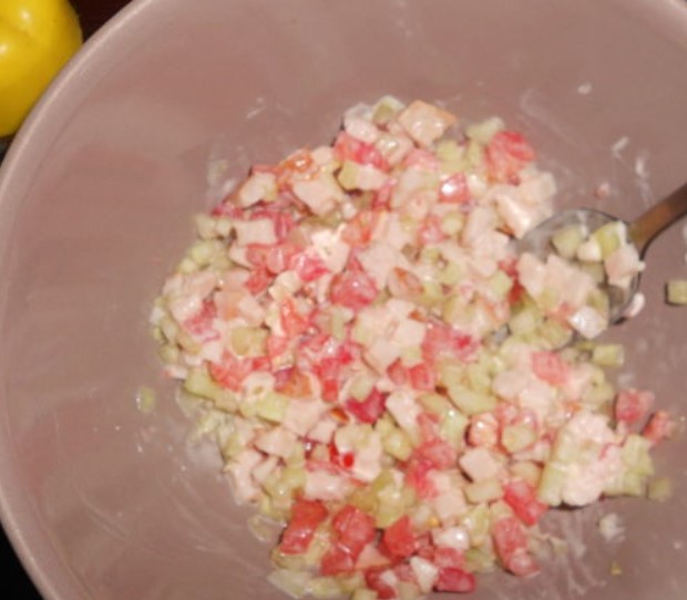 Champignons Stuffed with Smoked Chicken Salad step 12