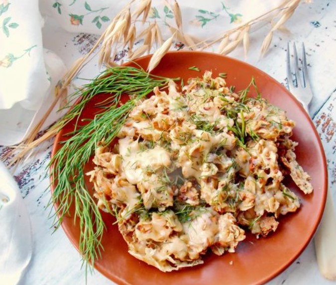 Fried Oatmeal with Egg and Cheese