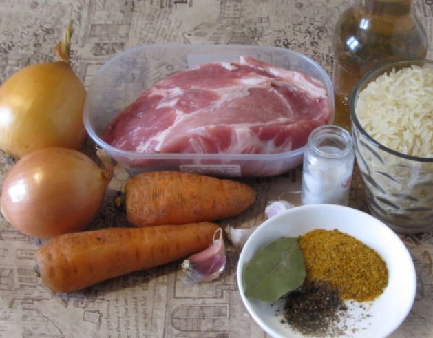 “Clear” Pilaf (Crumbly Pilaf with Pork) step 1