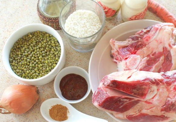 Mashkichiri (Porridge with Mung Bean and Rice) step 1