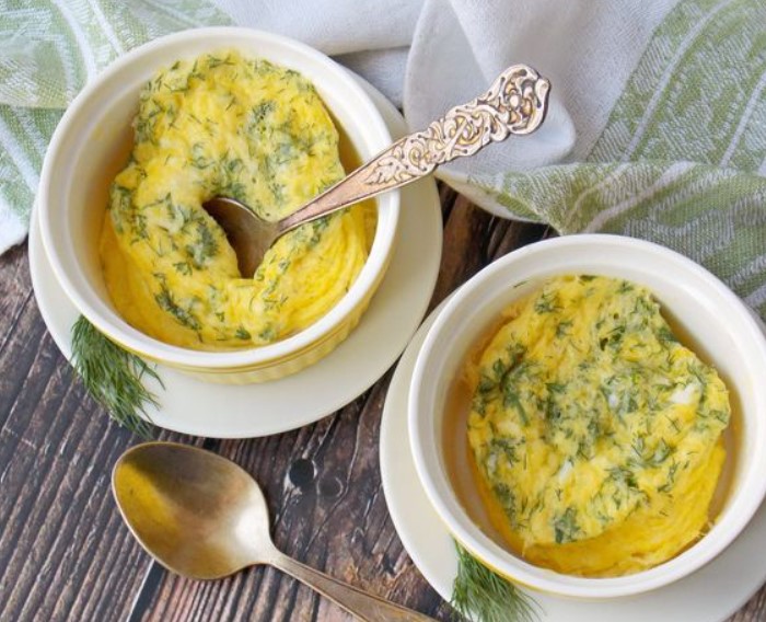 Scrambled Eggs with Cheese and Herbs (in the Microwave)