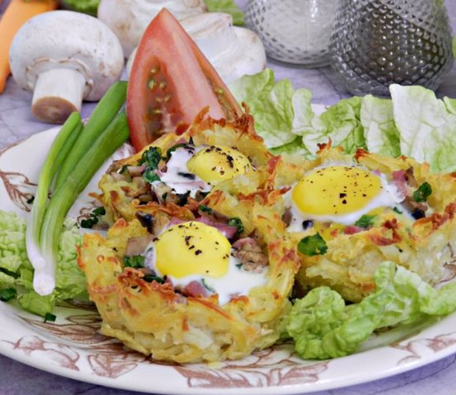 Potato “Nests” with Quail Eggs