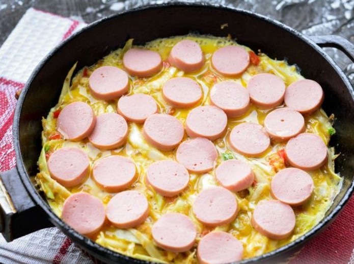 Omelet with Cabbage and Sausages step 13