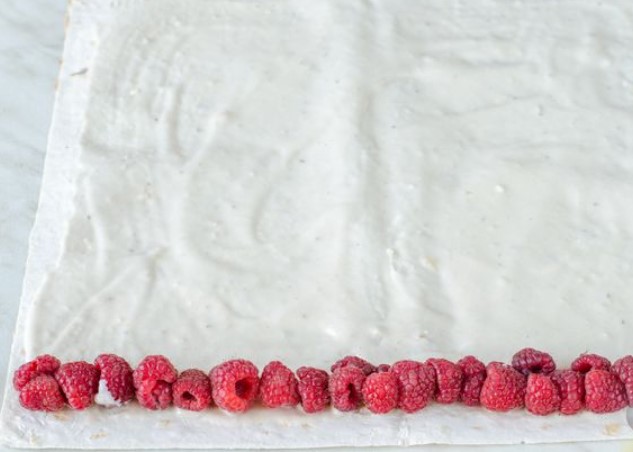 Lavash Rolls With Curd-Banana Filling (Raspberries and Apricots) step 7
