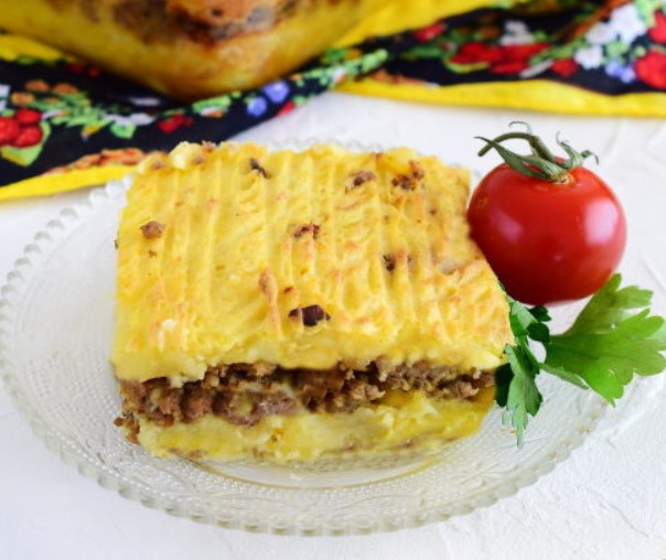 Potato Casserole with Minced Meat and Mushrooms