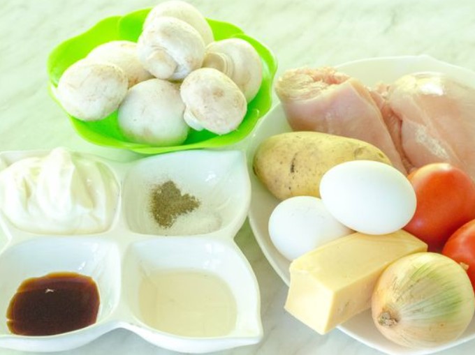 Chicken Fillet Casserole with Young Potatoes, Tomatoes and Mushrooms step 1