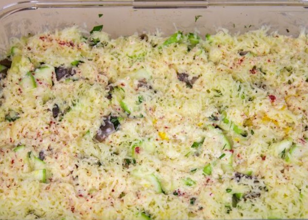 Zucchini Casserole with Mushrooms and Cheese, in Egg-Cream Filling step 7