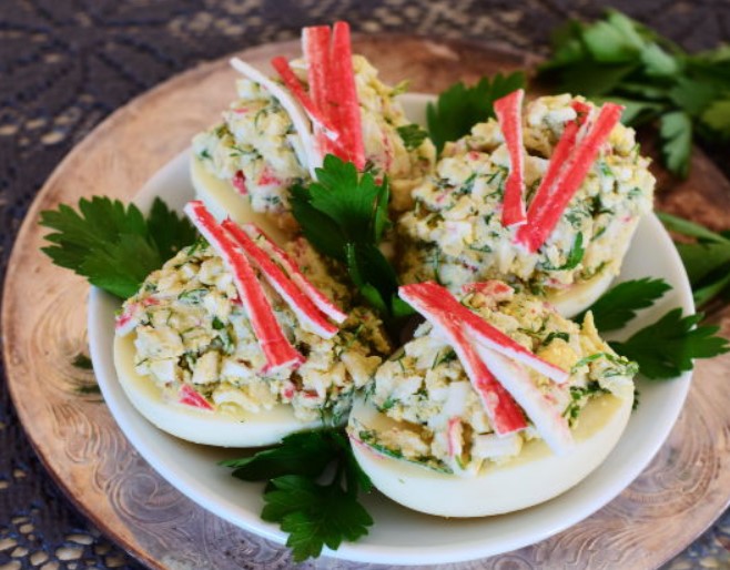 Eggs Stuffed with Crab Sticks